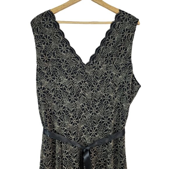 Candalite Womans Maxi Cocktail Dress Gold Black Plus 3X Scallop Mermaid Lace NWT - Picture 6 of 8